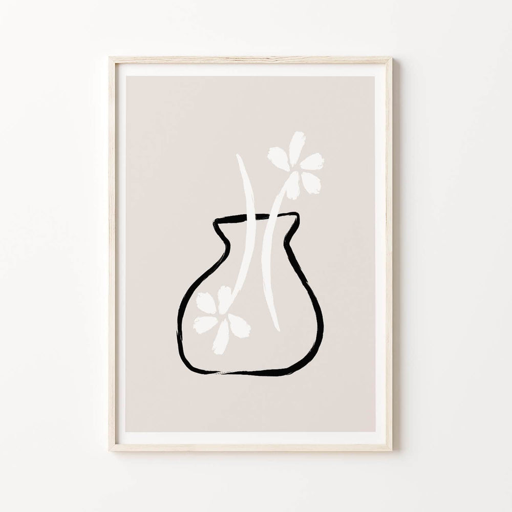 Beige Daisy Mid Century Art