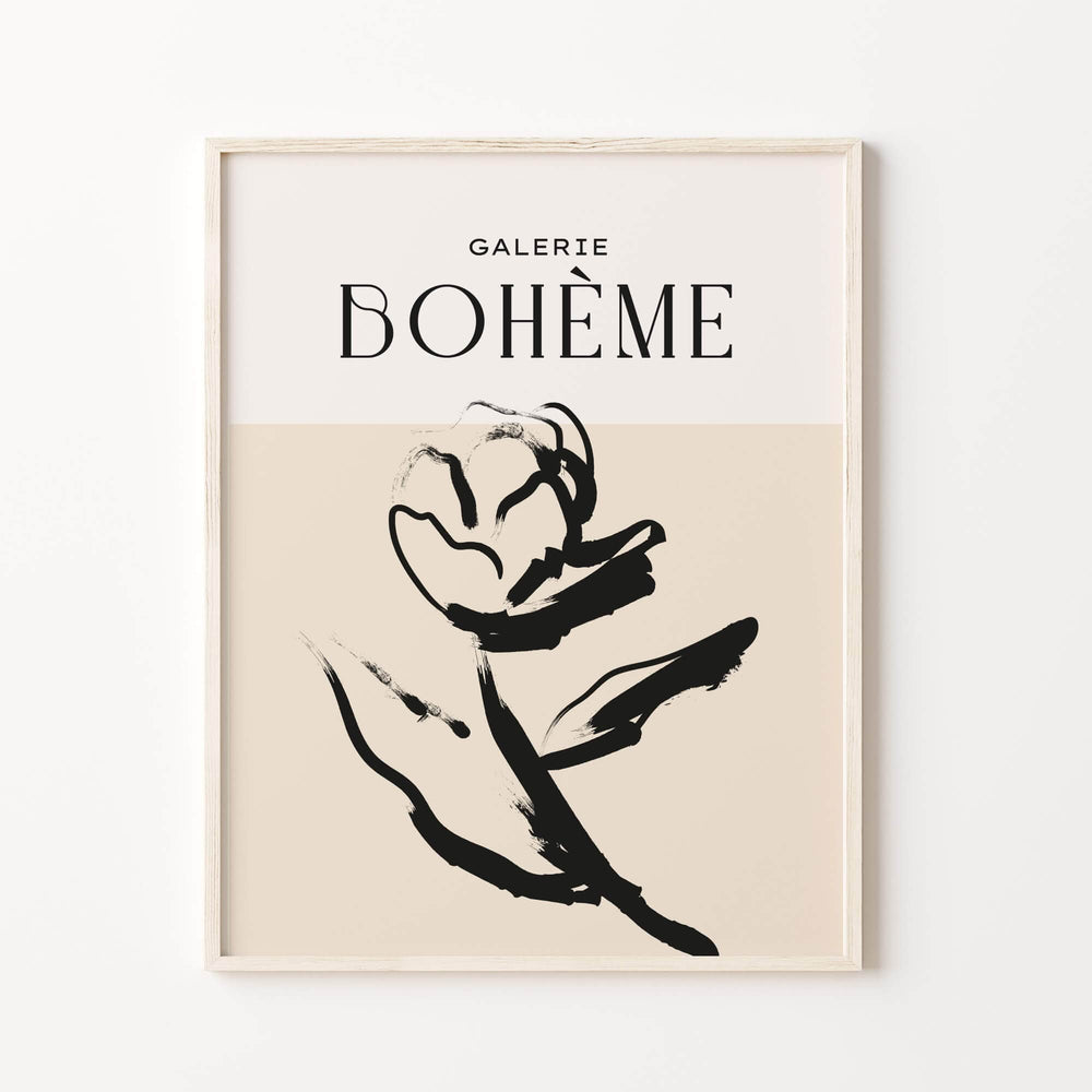 Black and beige botanical drawing
