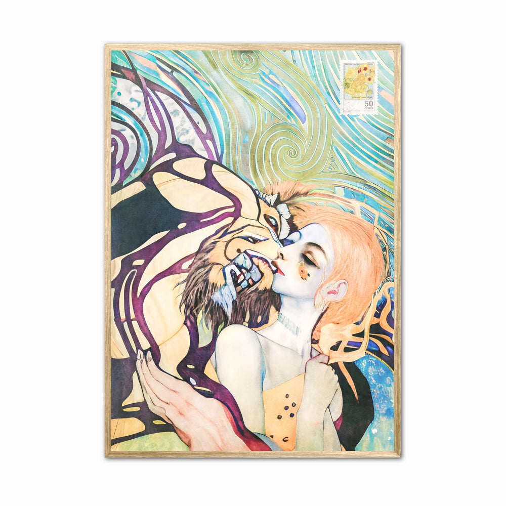 Eclectic Pastel Poster - Lion Kiss