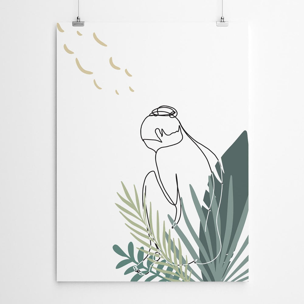 Fresh Green Aesthetic Line Drawing