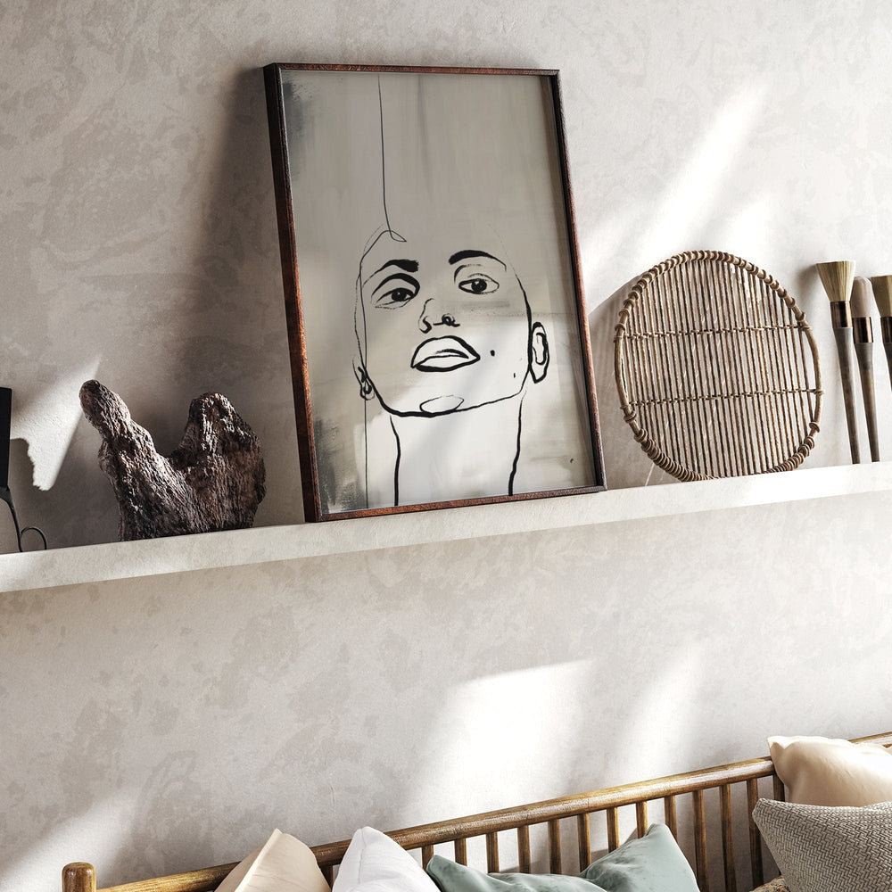 Portrait Art beige abstract framed art