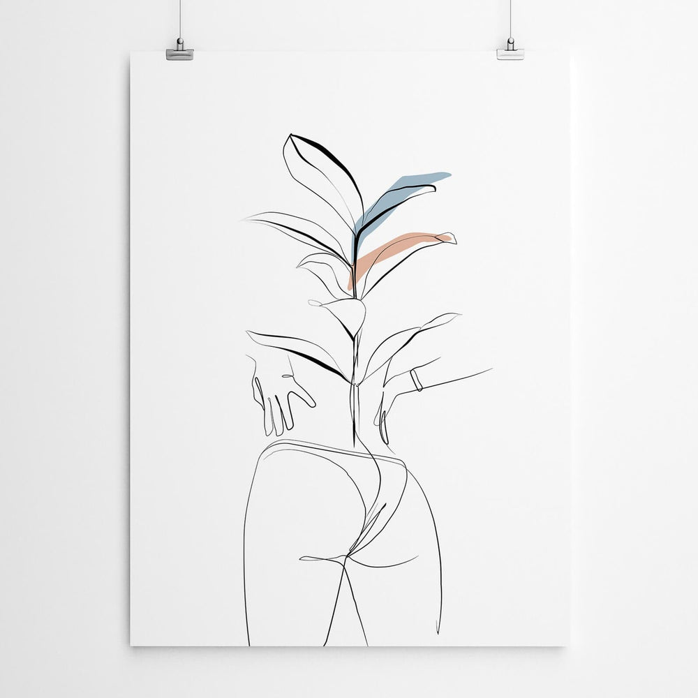 Woman Line Drawing Bathroom Wall Art