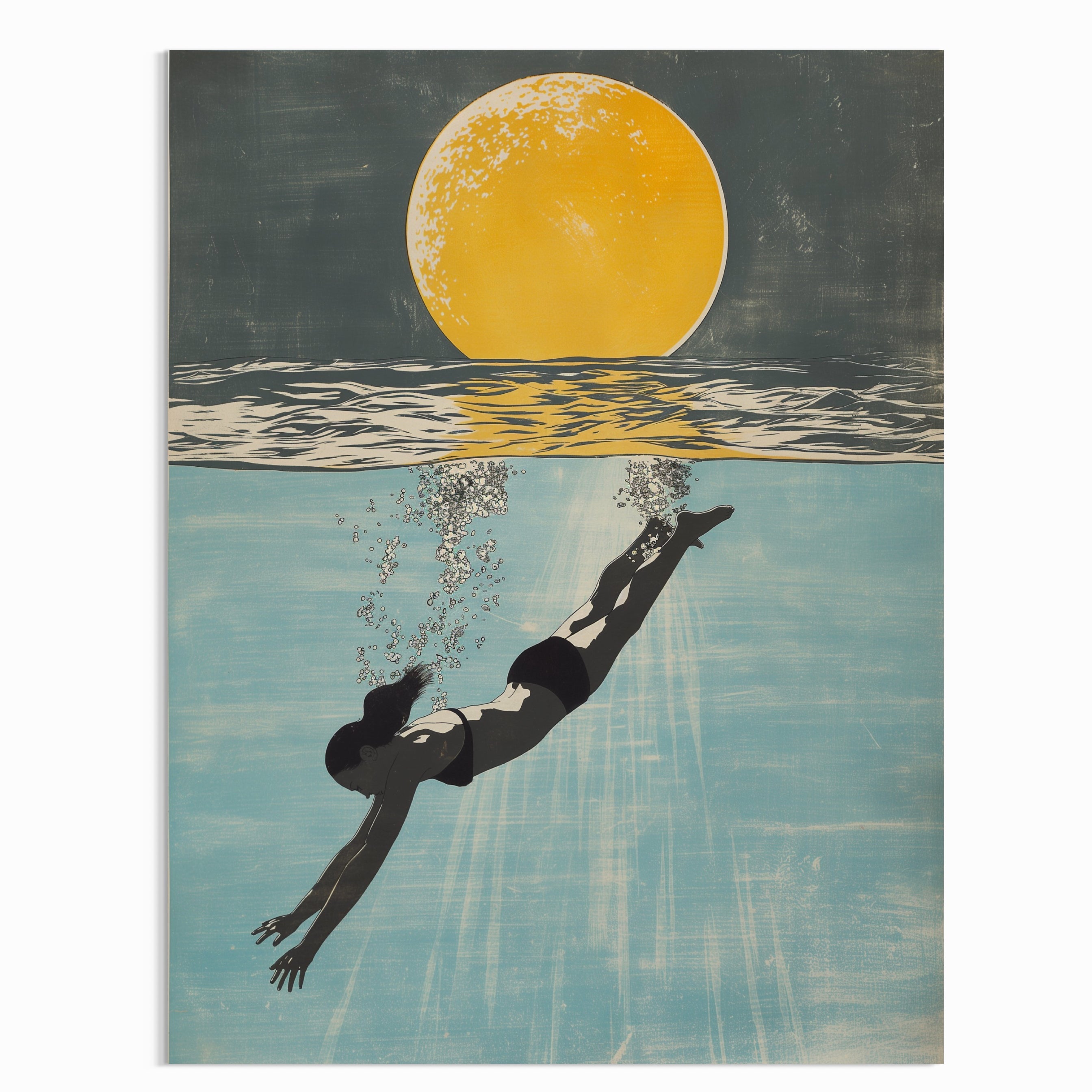 Full Moon Swimmer Poster