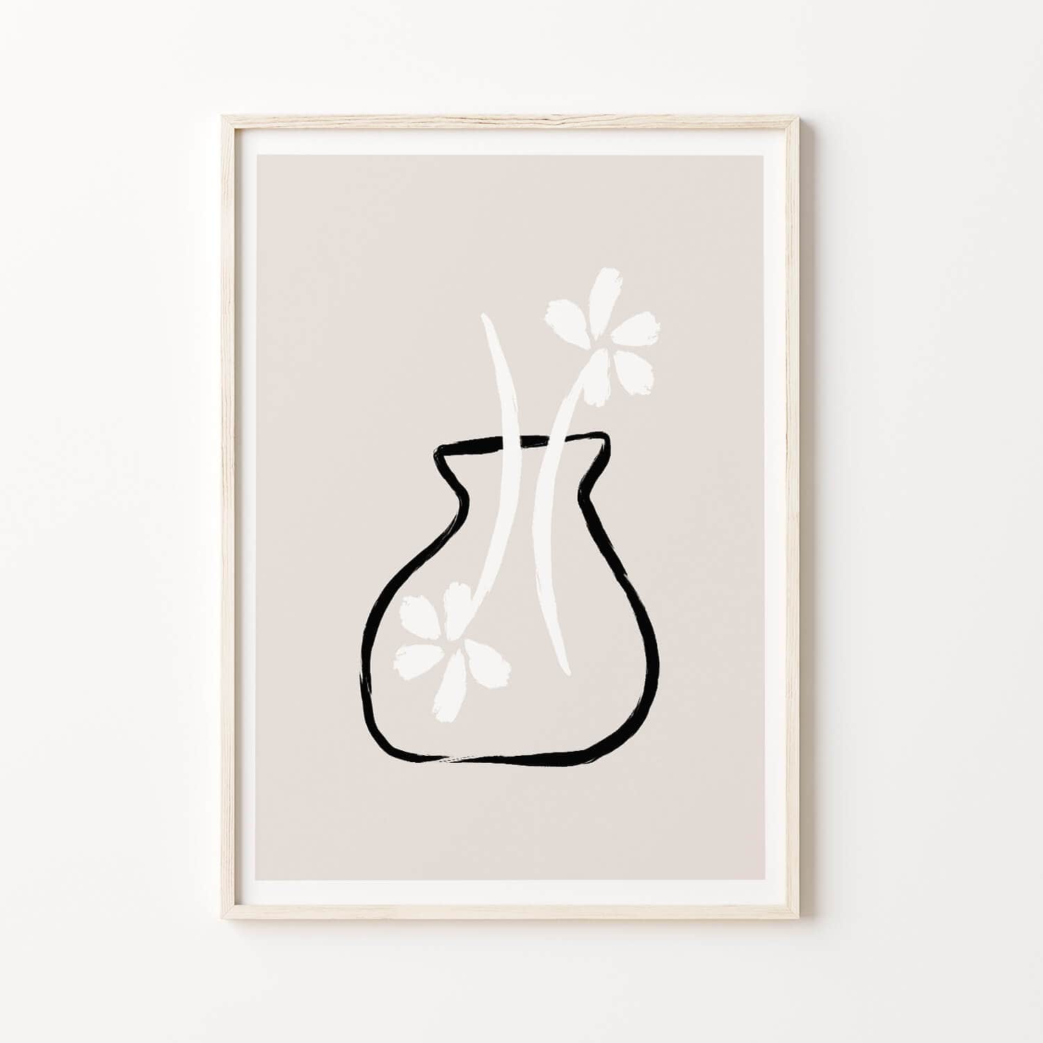Beige Daisy Mid Century Art