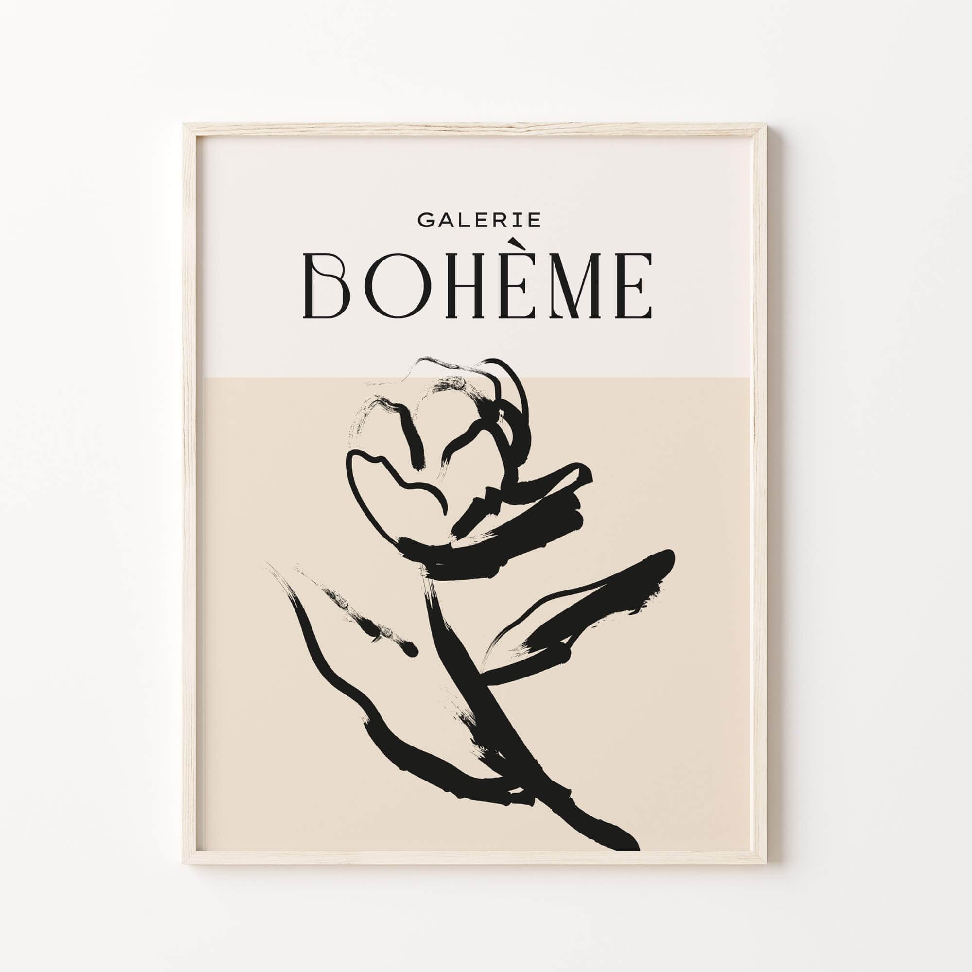Black and beige botanical drawing