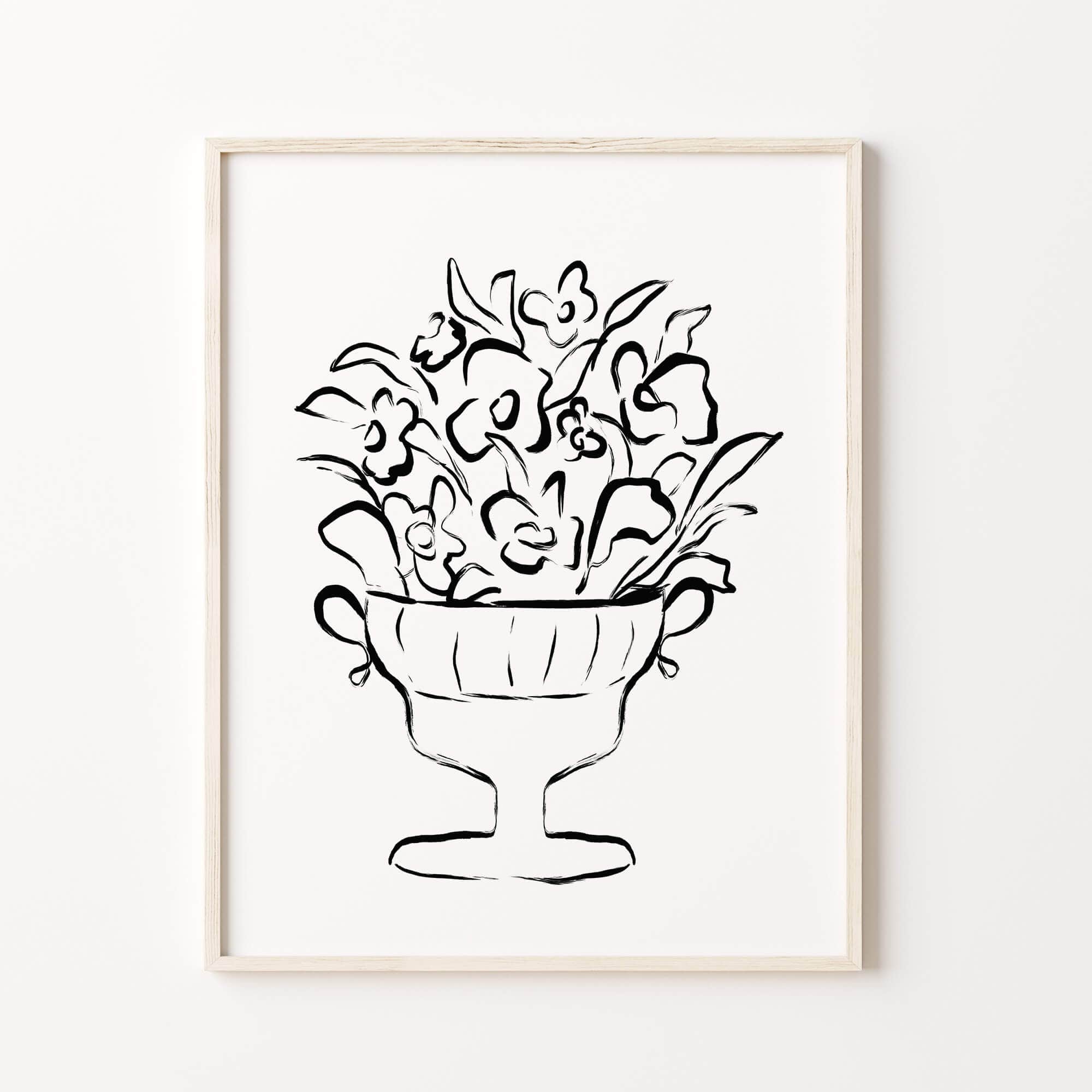Black and white botanical print