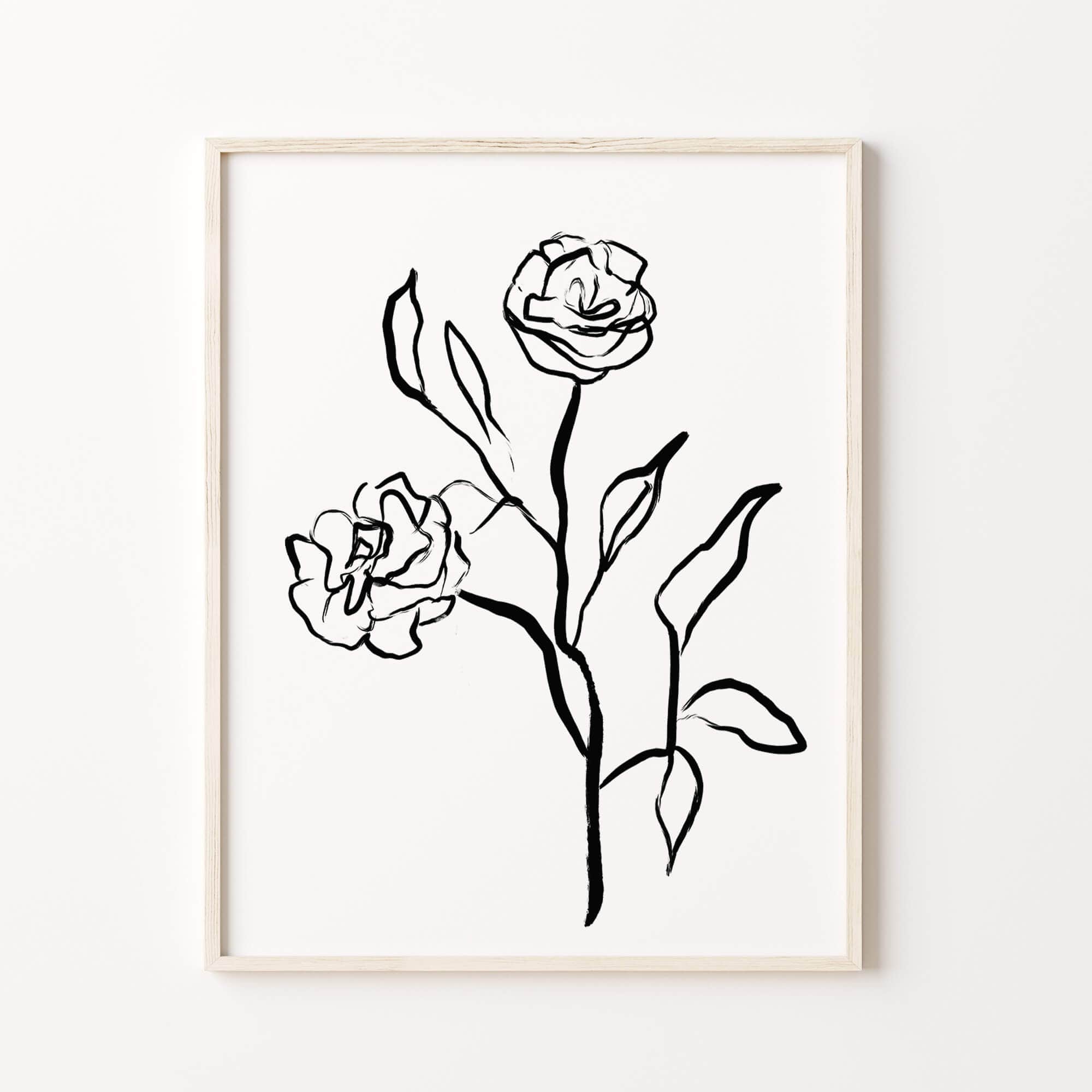 Black and white flower art