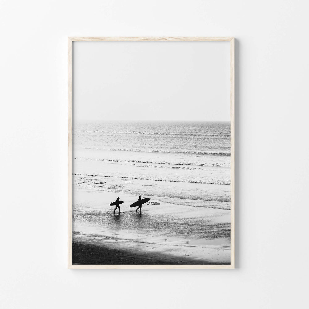 Black and White Surfing Wall Art Print