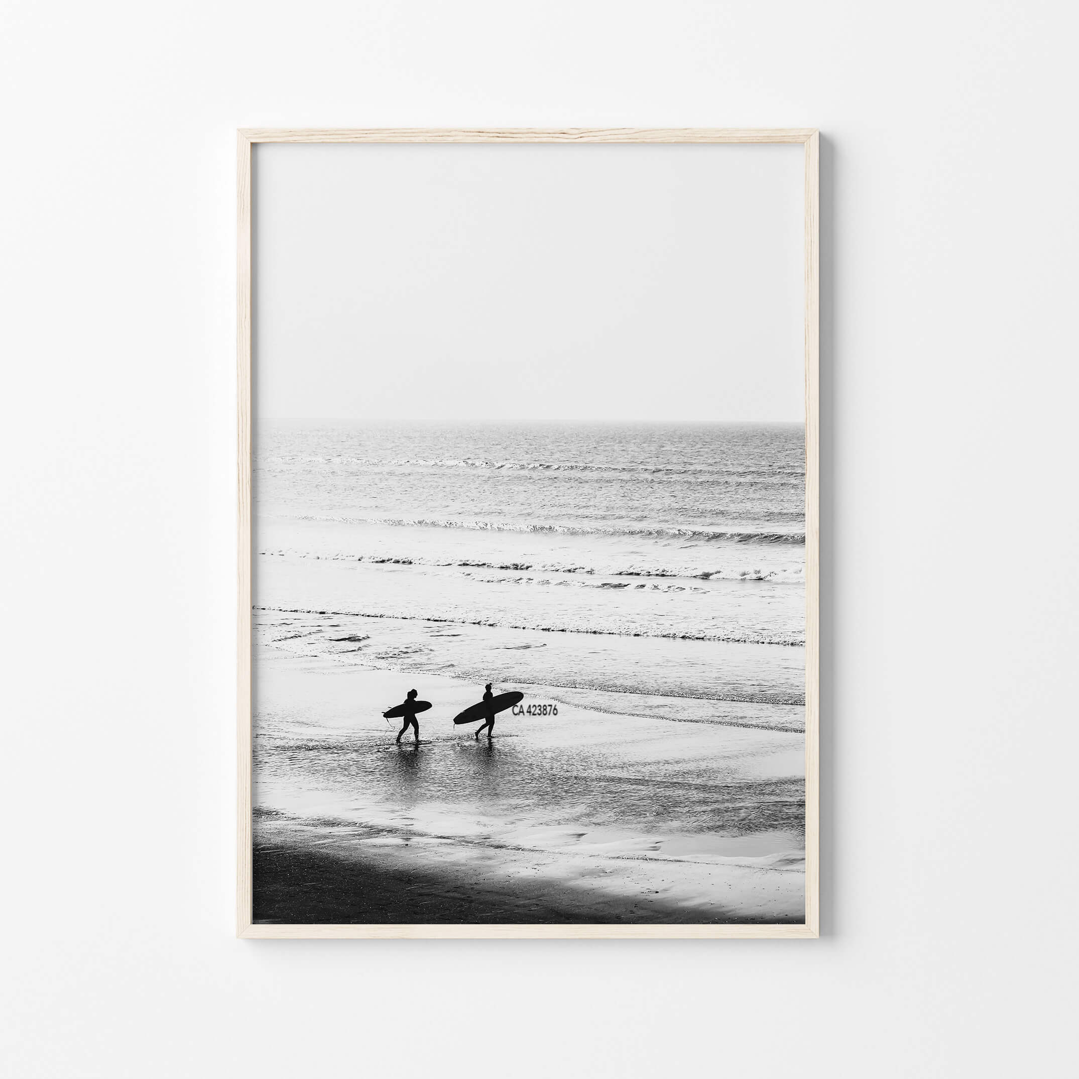 Black and White Surfing Wall Art Print