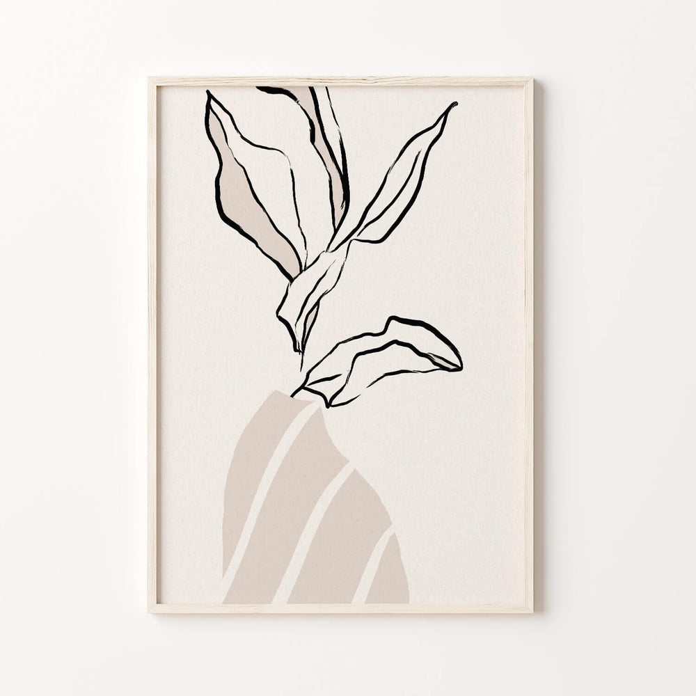 Contemorary Abstract Beige Plant Art