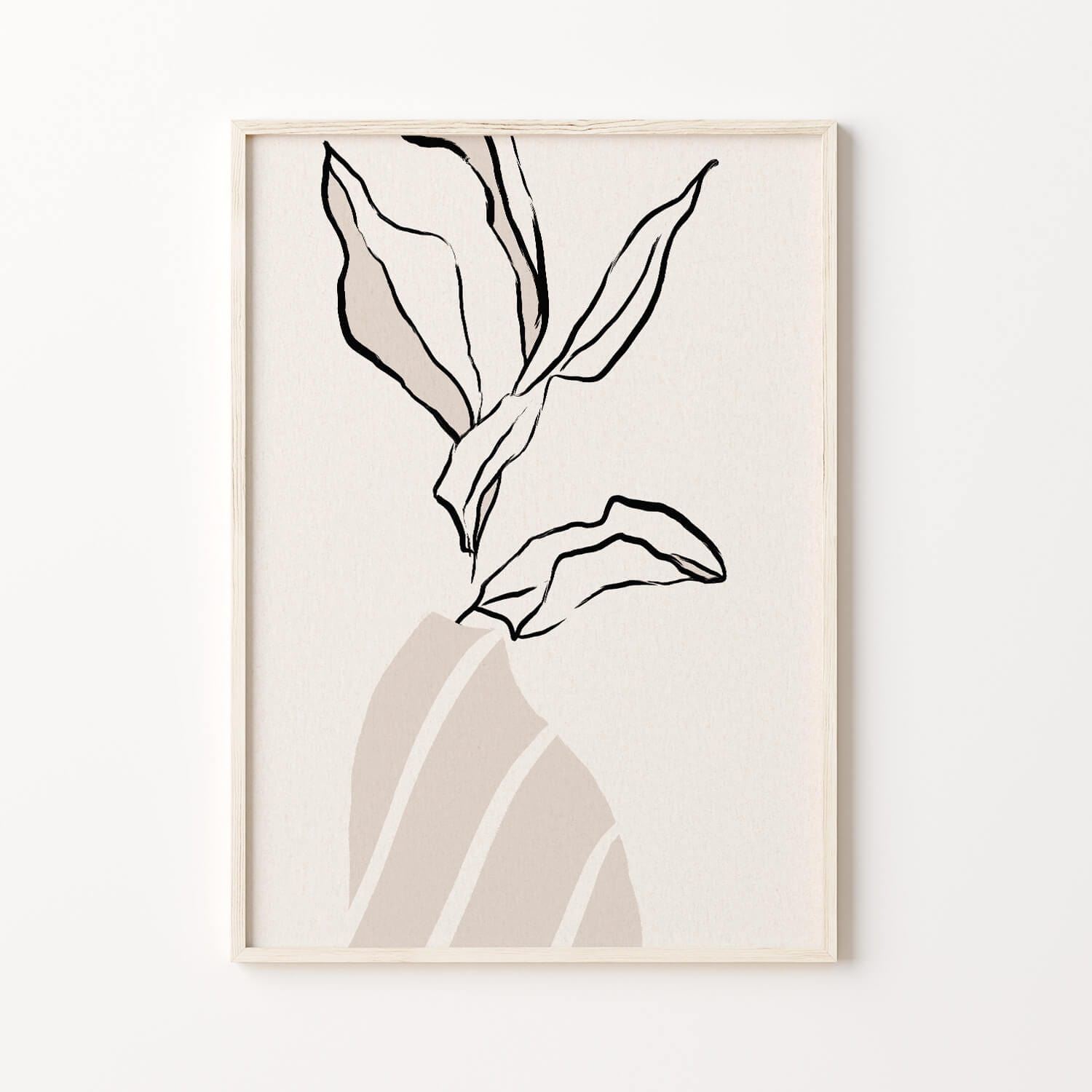 Contemorary Abstract Beige Plant Art