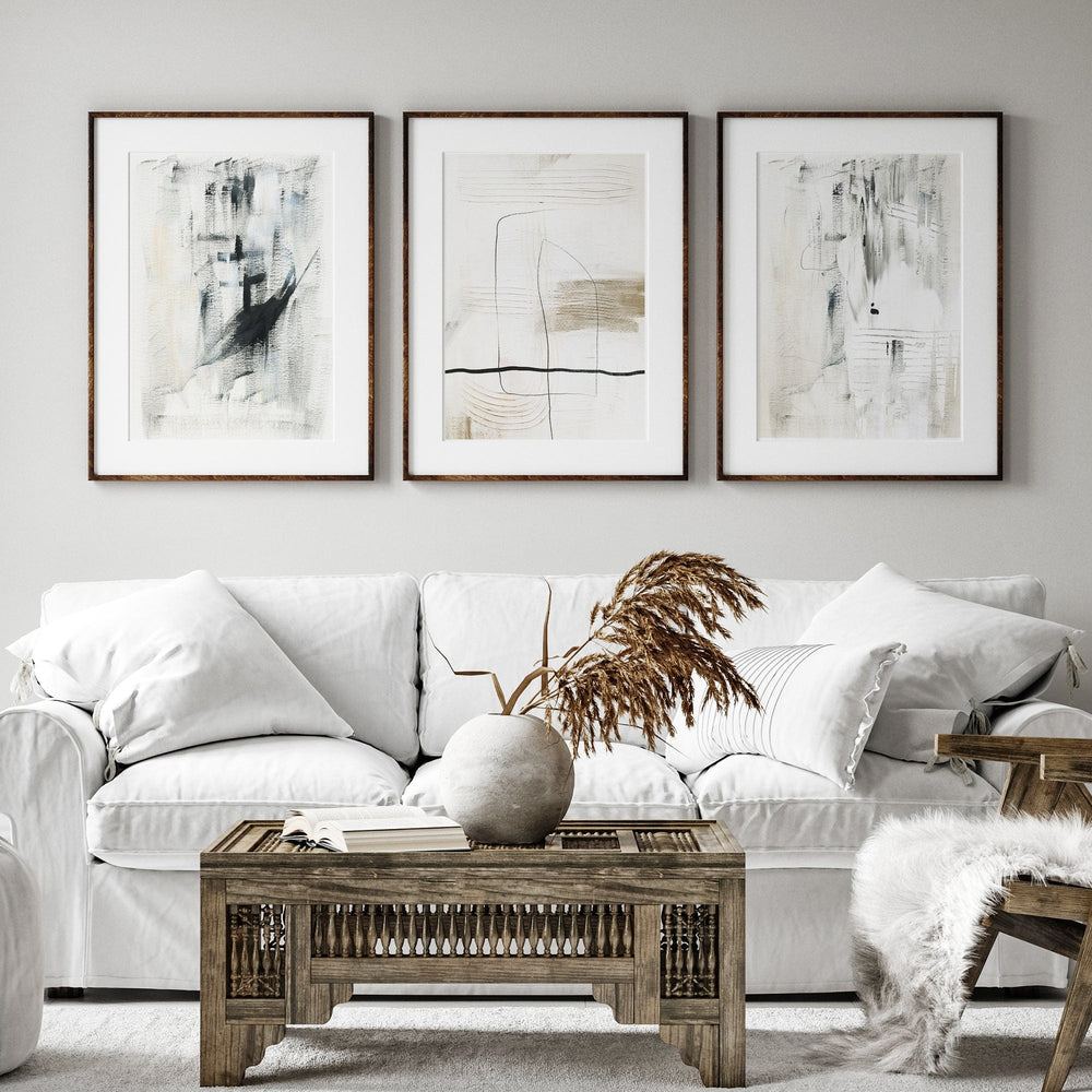 Neutral Abstract Painting Print Set