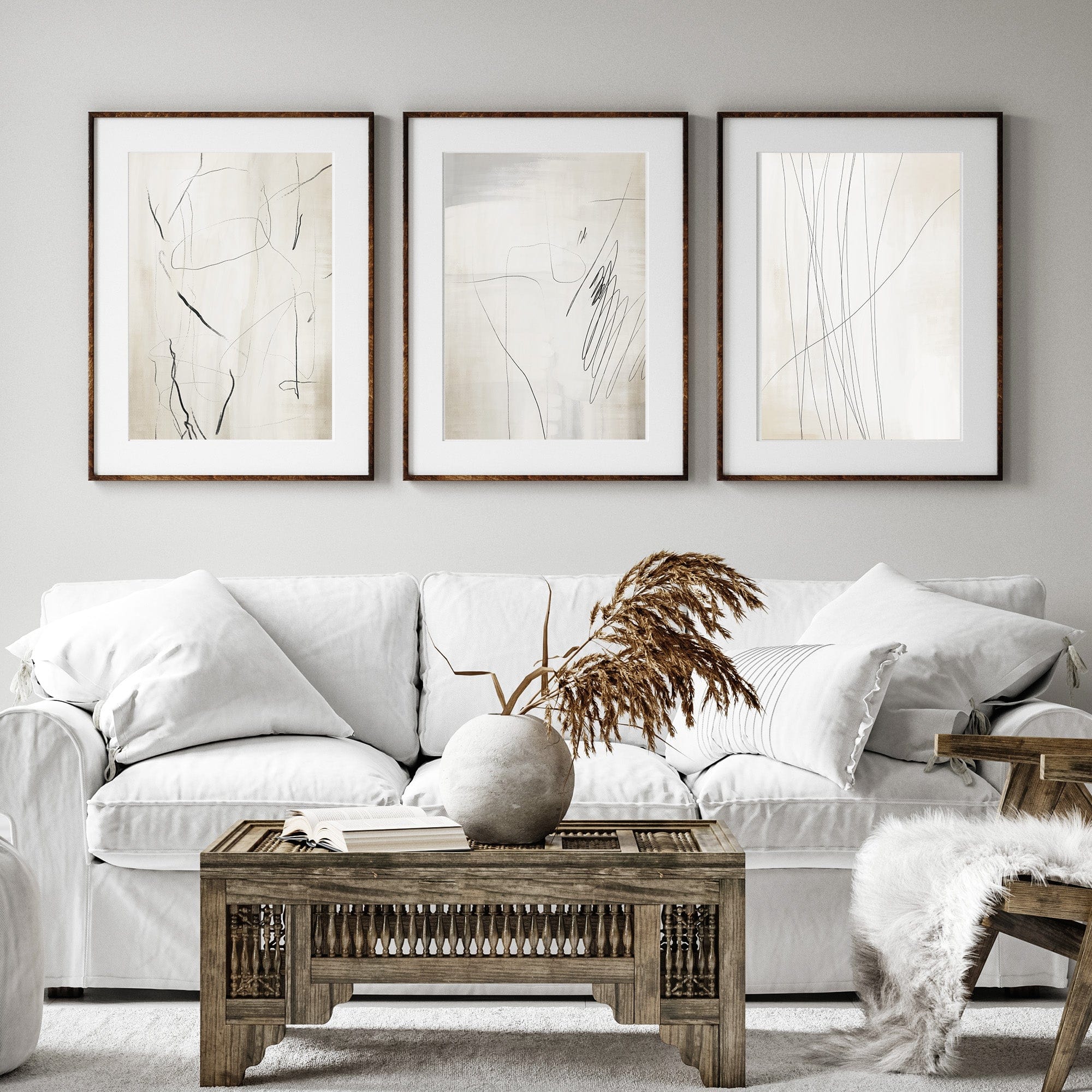 Neutral Abstract Wall Art Set