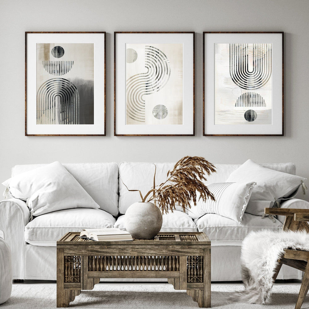 Neutral Gometric Abstract Canvas Prints