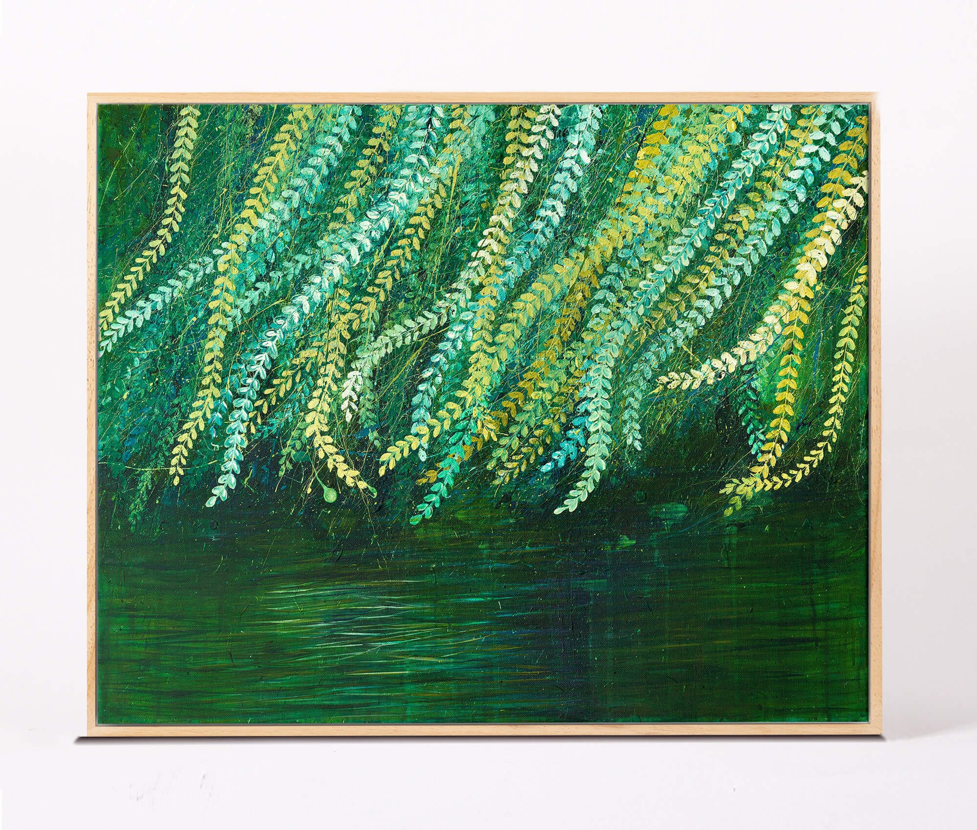 Original Painting for Sale - Green Willow Tree Painting