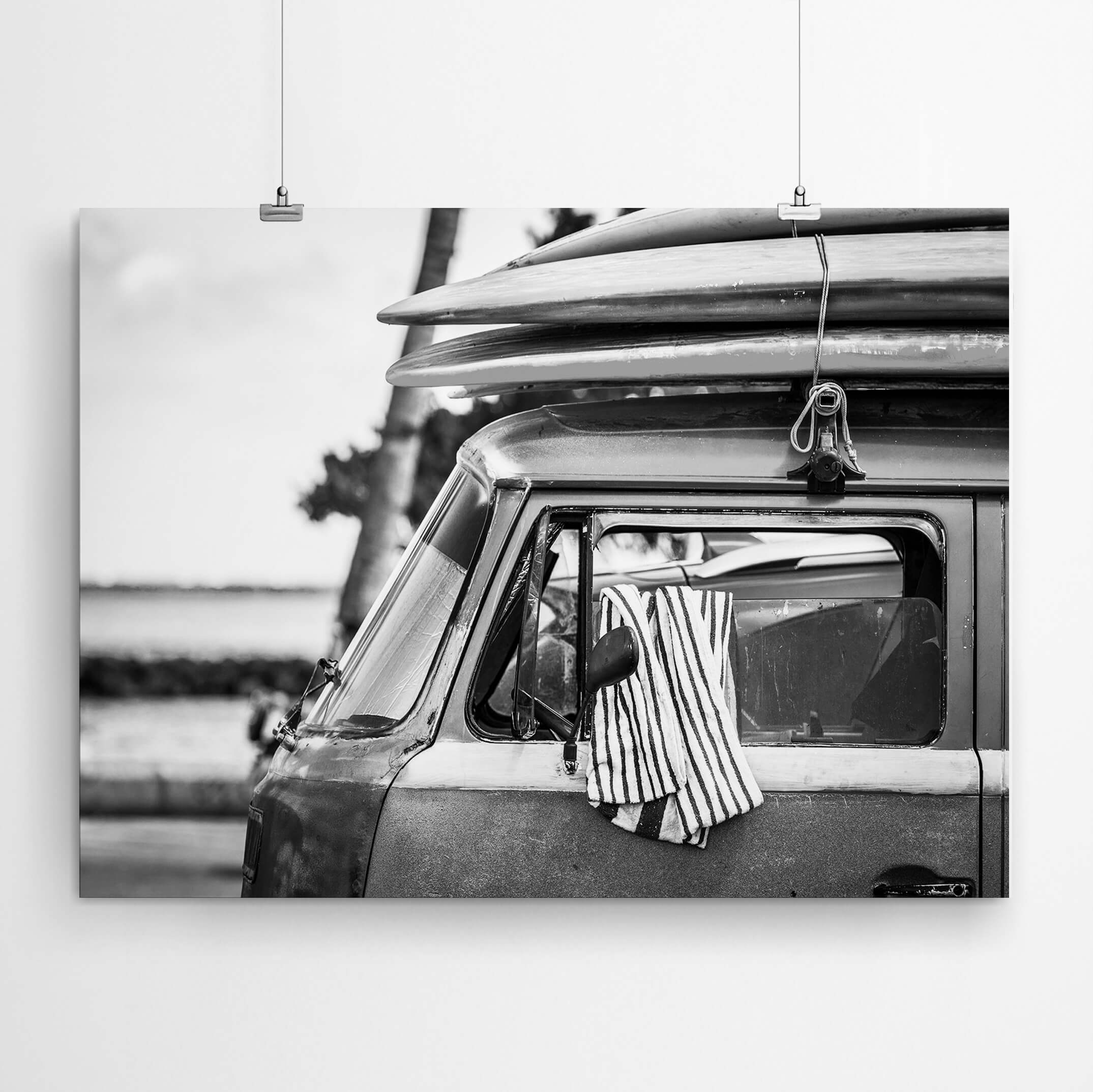 Wall Art Hippie Van Black and White