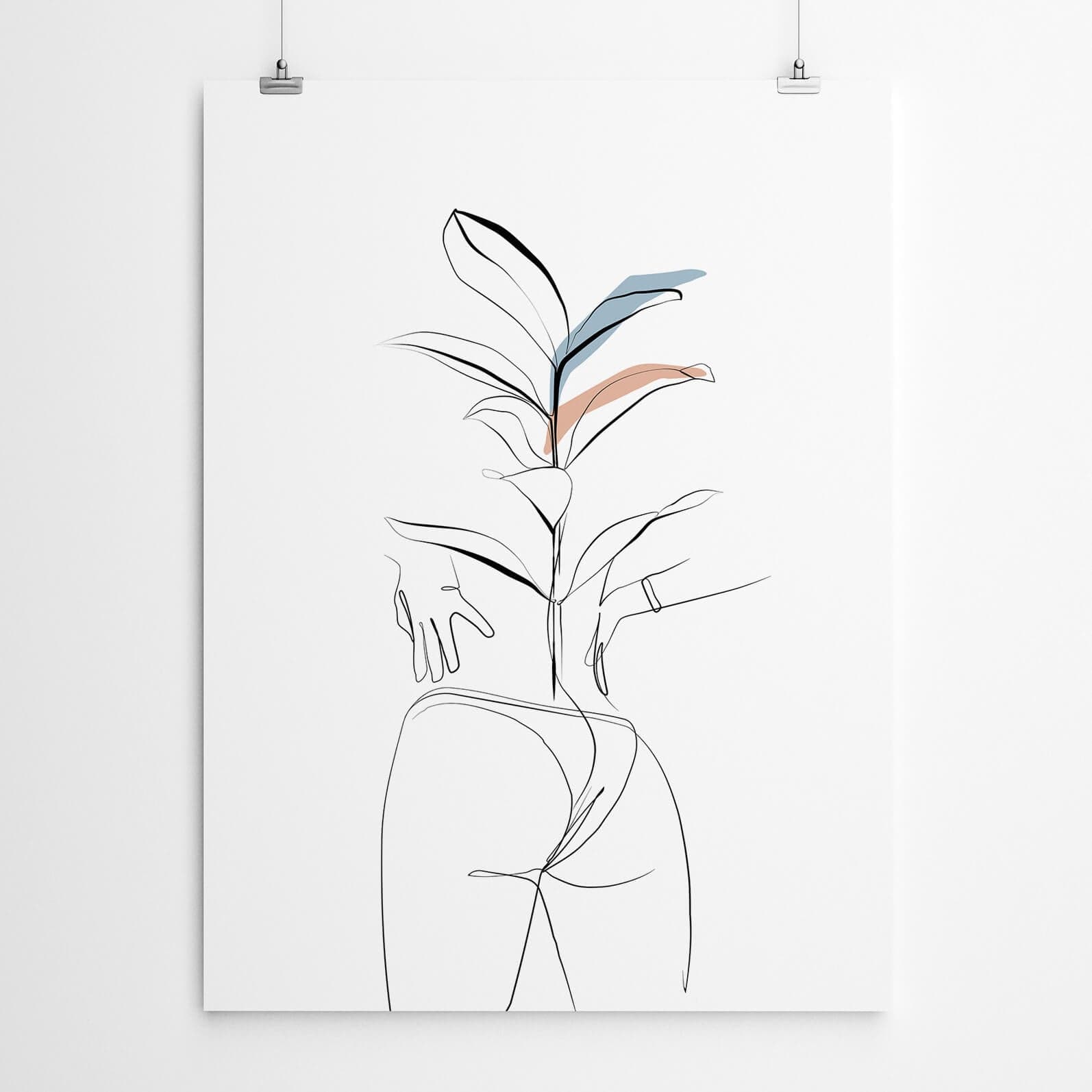 Woman Line Drawing Bathroom Wall Art